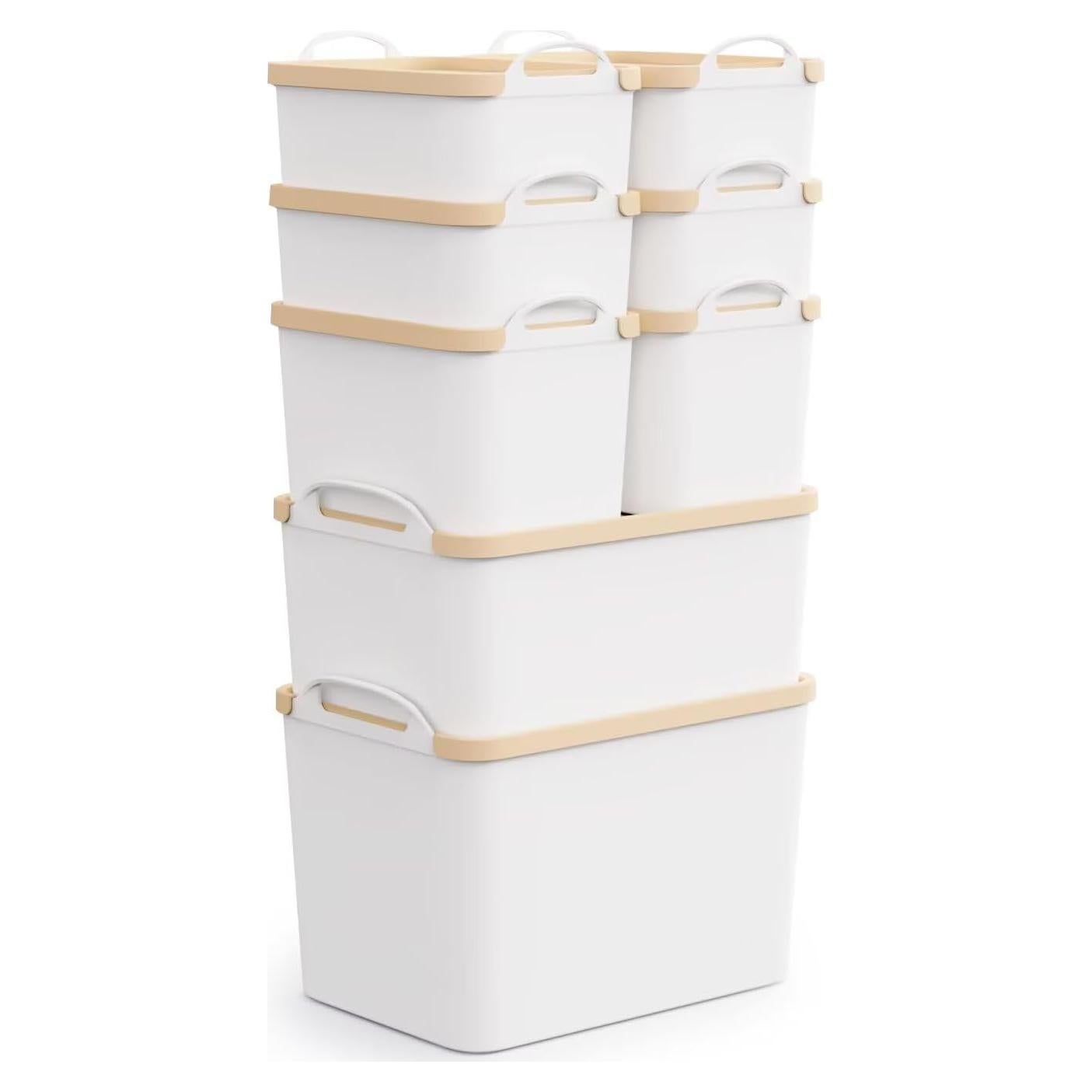 Juego de 8 Cajas de Almacenamiento FITYE-KY Blancas