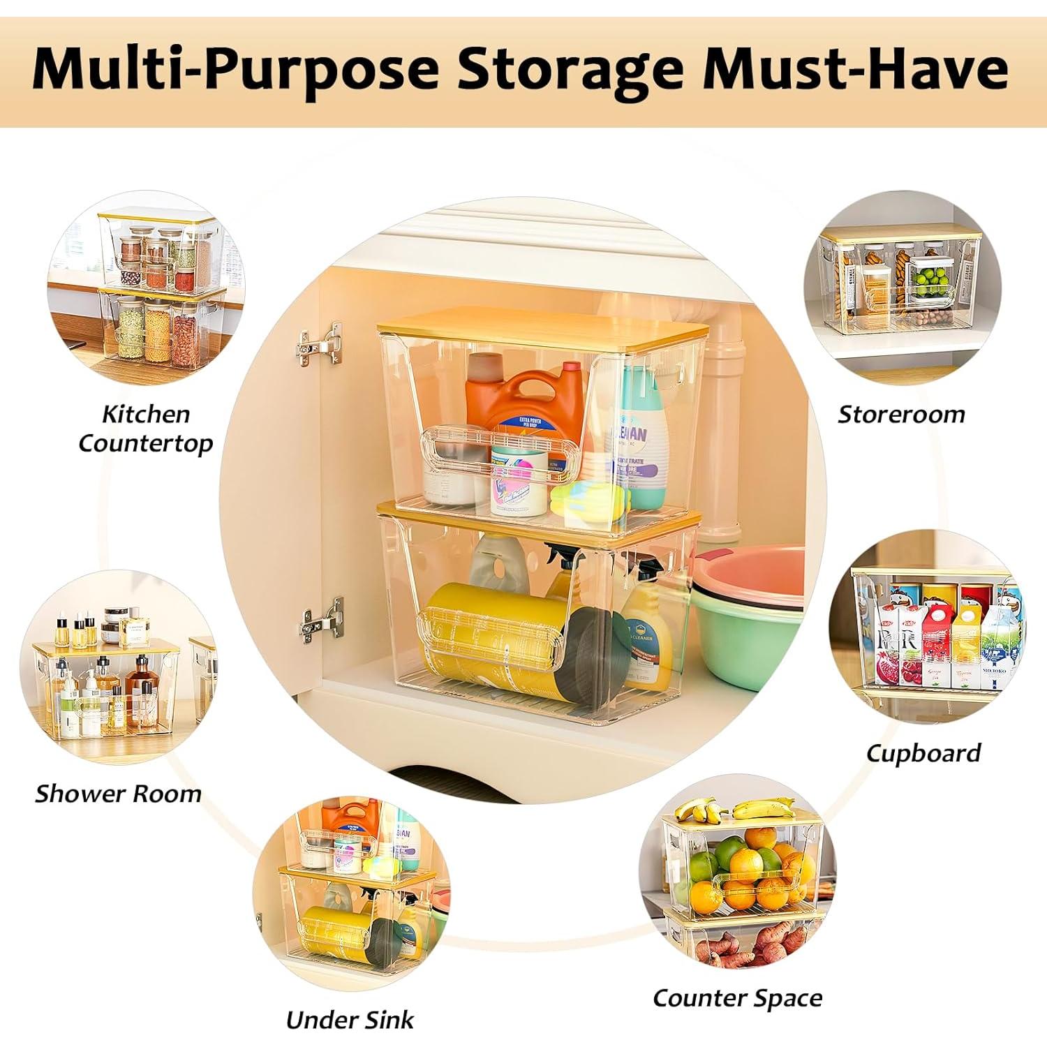 Organizadores de Despensa Delamu 2 Piezas Apilables 28,5 cm