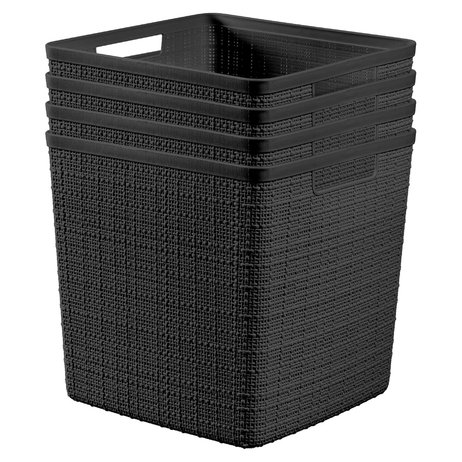 Conjunto de 4 Cestas de Almacenamiento Curver 27x27x27cm Negro