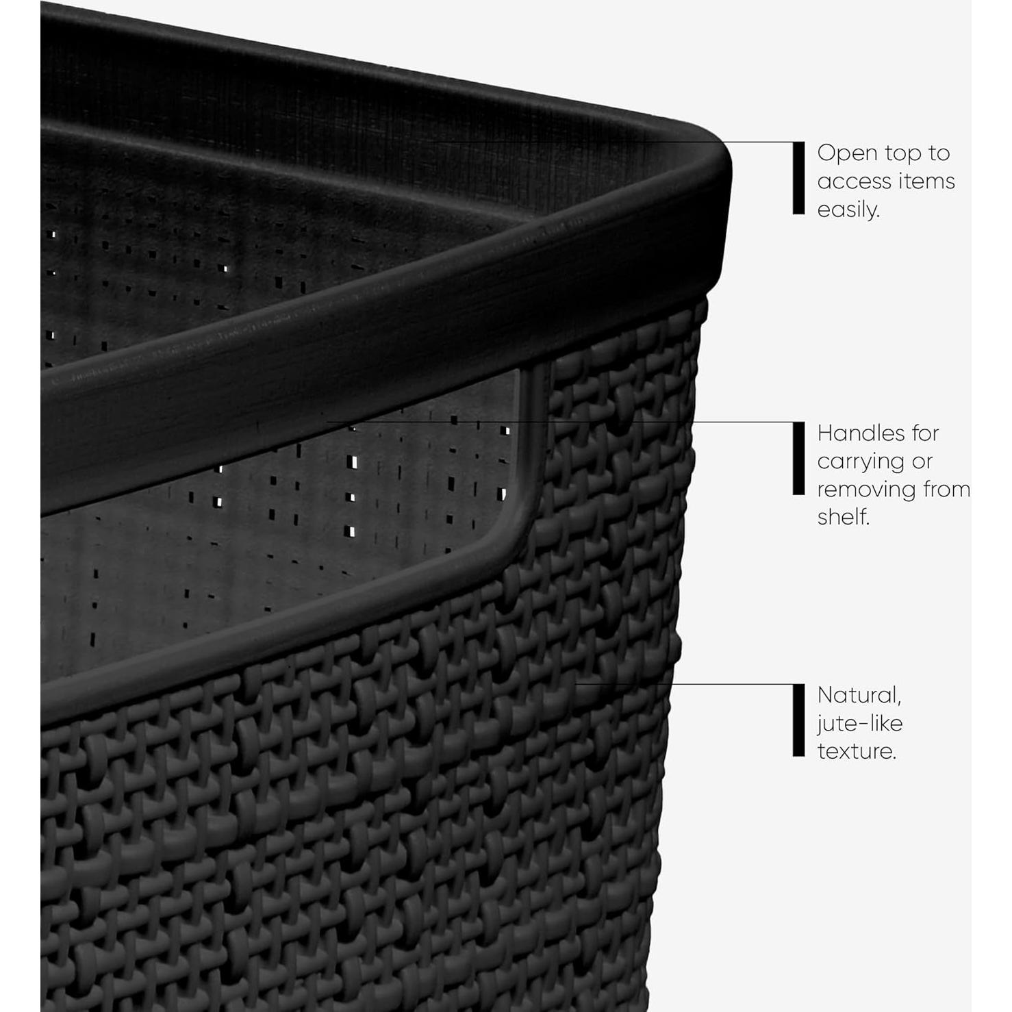 Conjunto de 4 Cestas de Almacenamiento Curver 27x27x27cm Negro