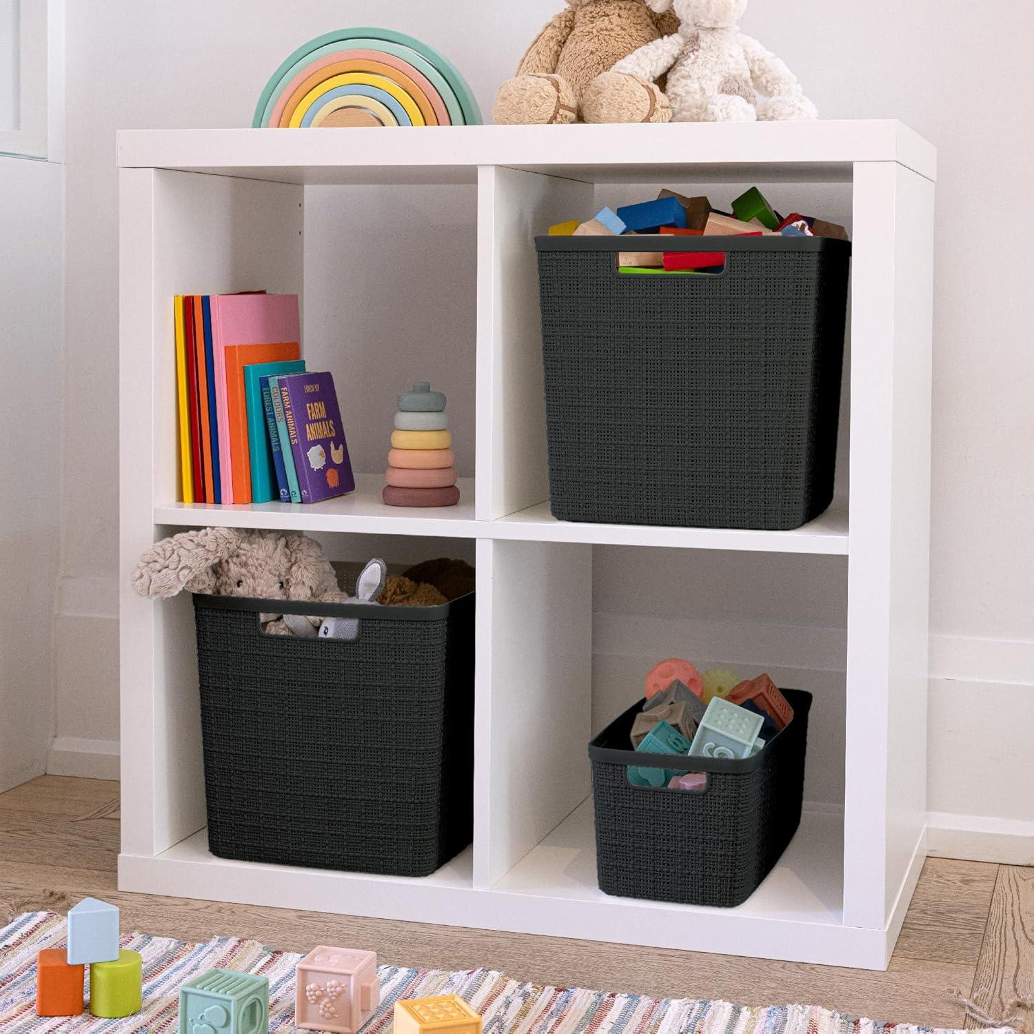 Conjunto de 4 Cestas de Almacenamiento Curver 27x27x27cm Negro