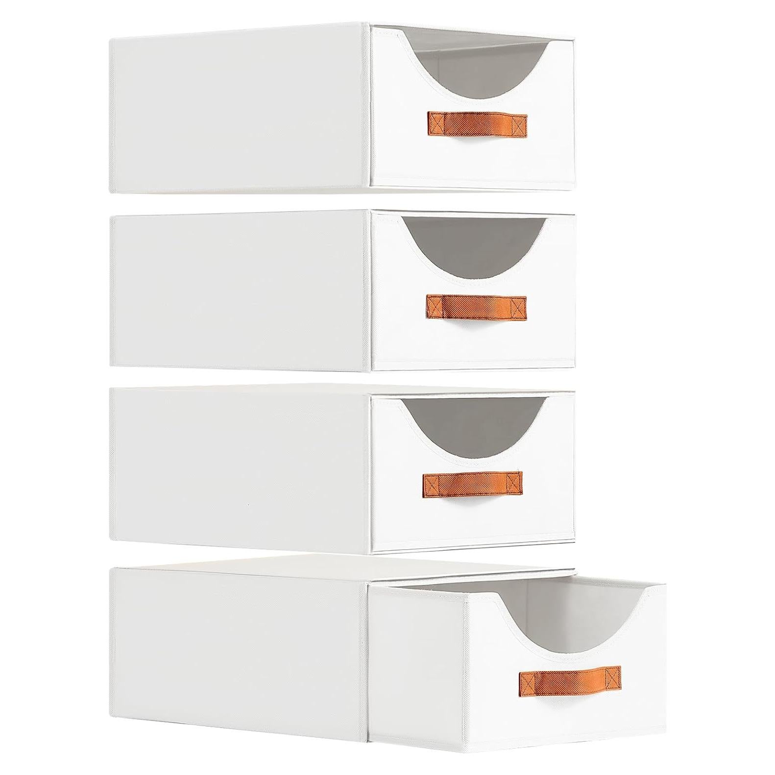 Contenedores de Tela Apilables Homsorout - 4 Piezas Blancos