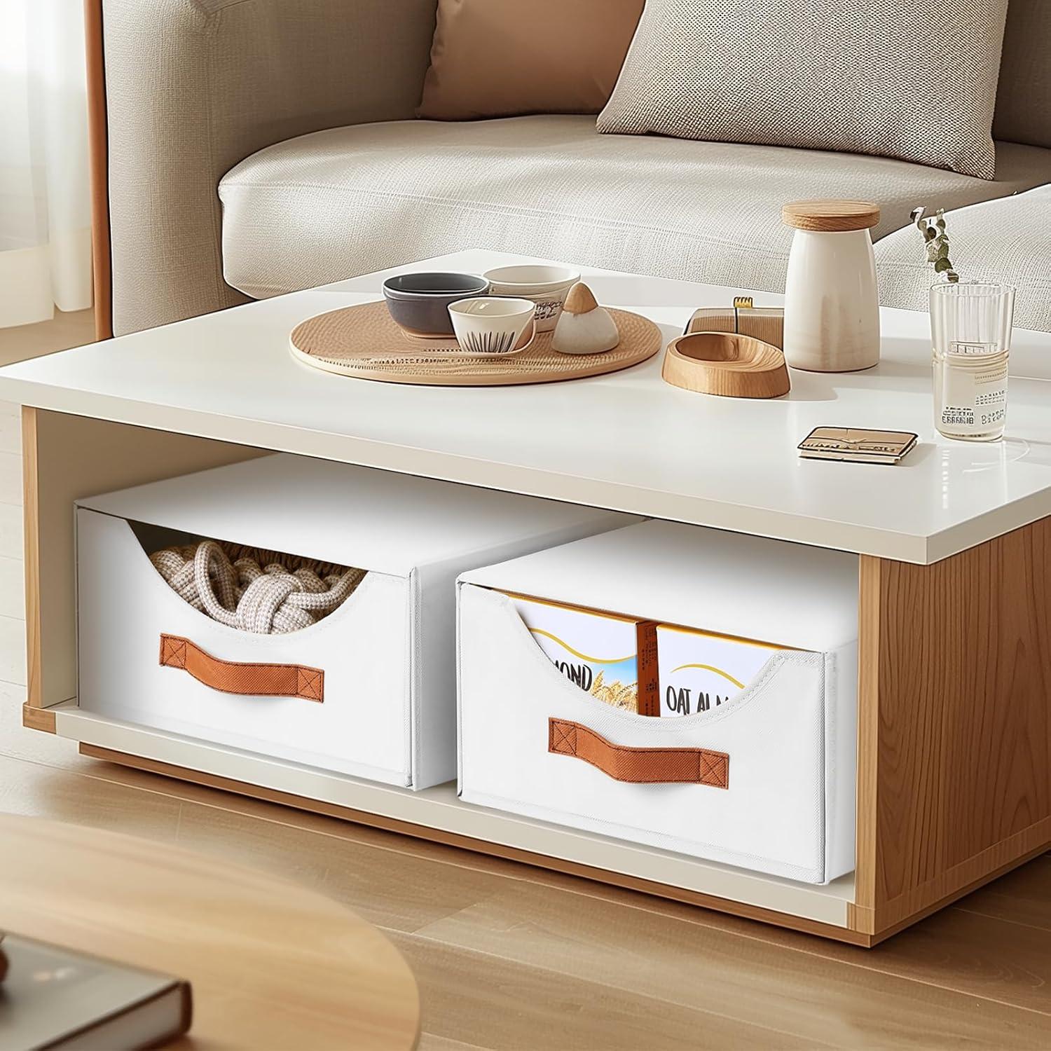 Contenedores de Tela Apilables Homsorout - 4 Piezas Blancos