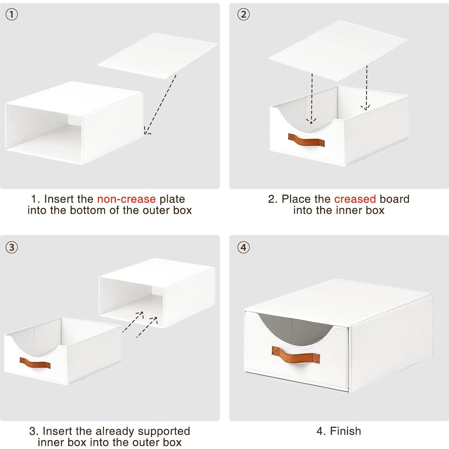 Contenedores de Tela Apilables Homsorout - 4 Piezas Blancos