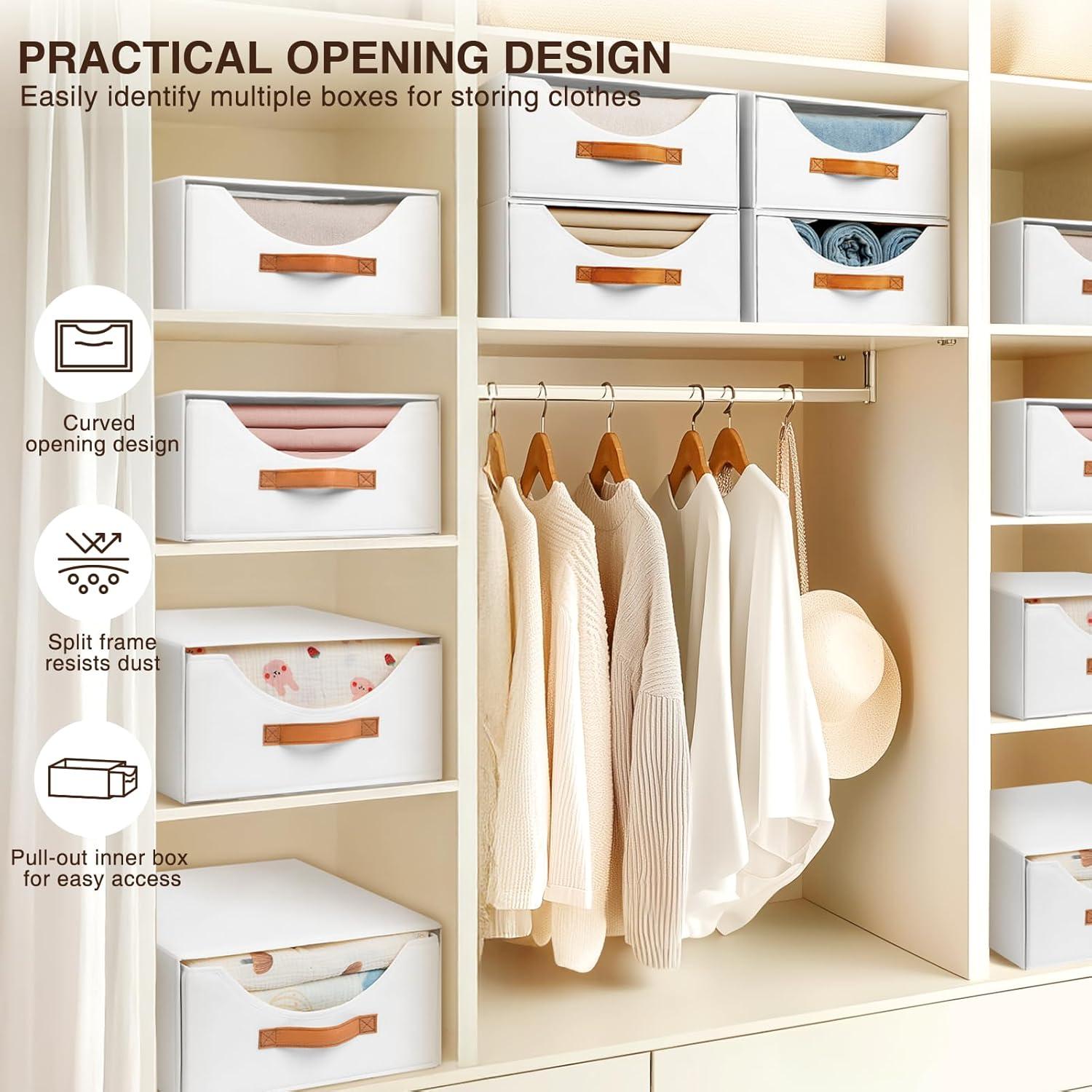 Contenedores de Tela Apilables Homsorout - 4 Piezas Blancos