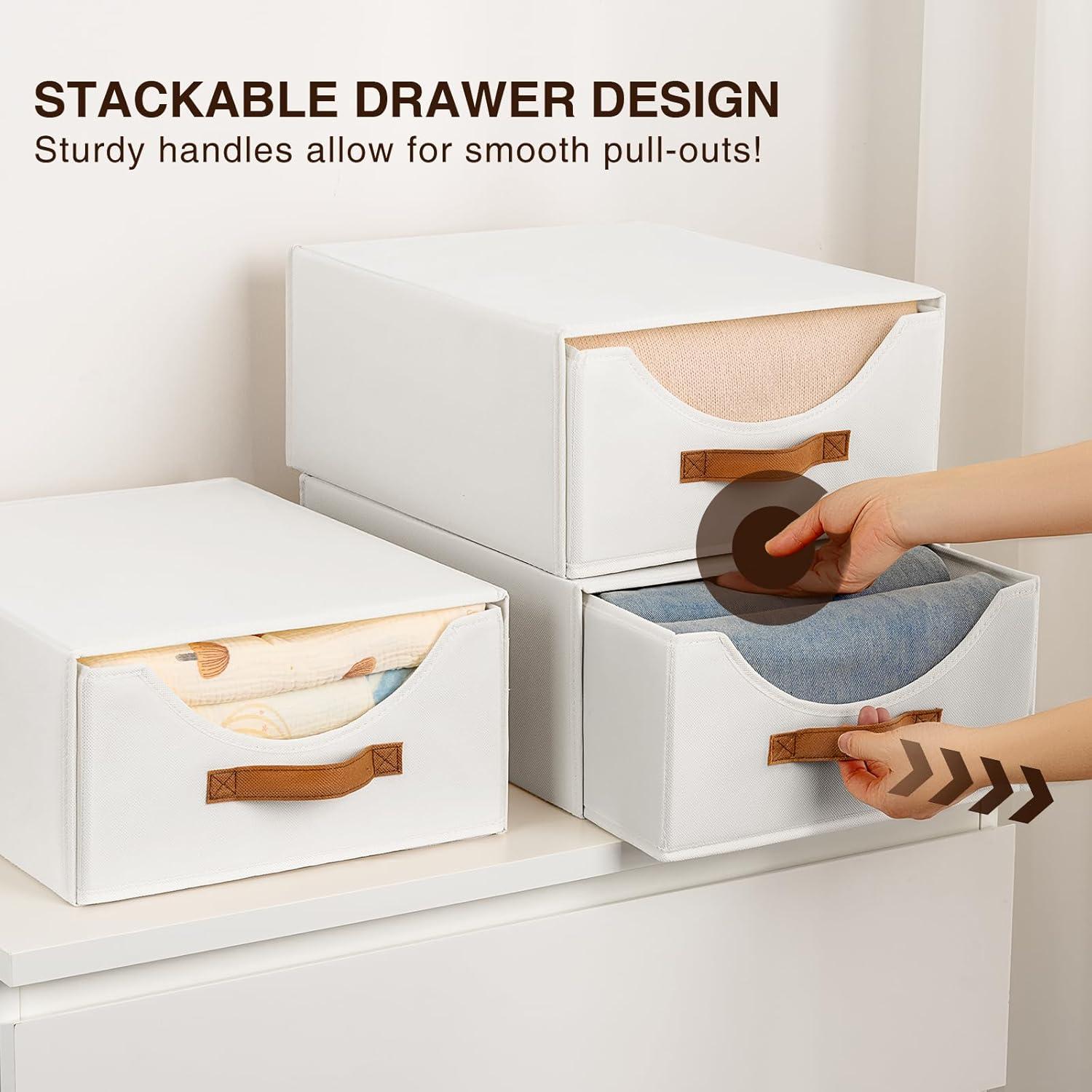 Contenedores de Tela Apilables Homsorout - 4 Piezas Blancos