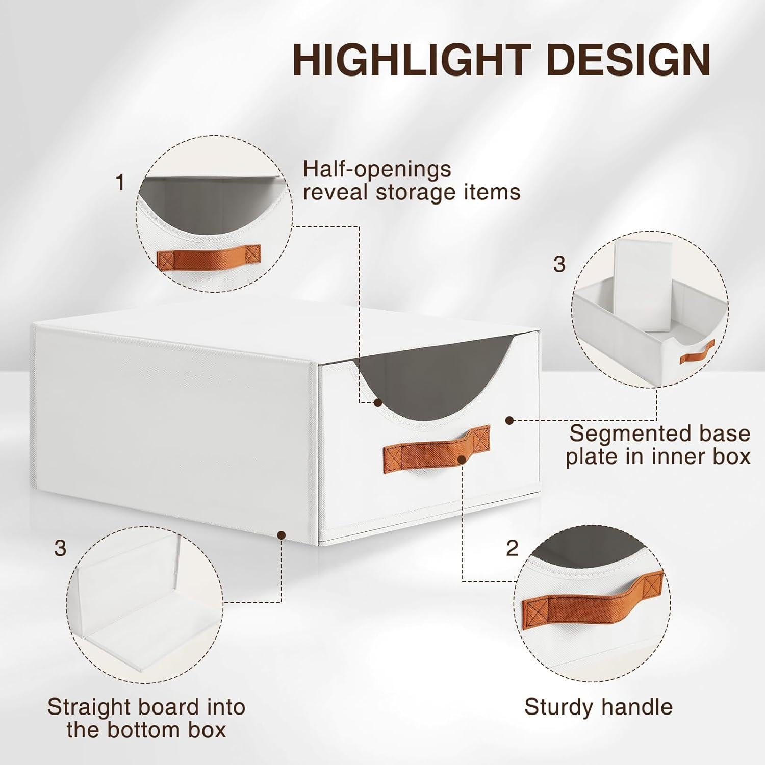 Contenedores de Tela Apilables Homsorout - 4 Piezas Blancos