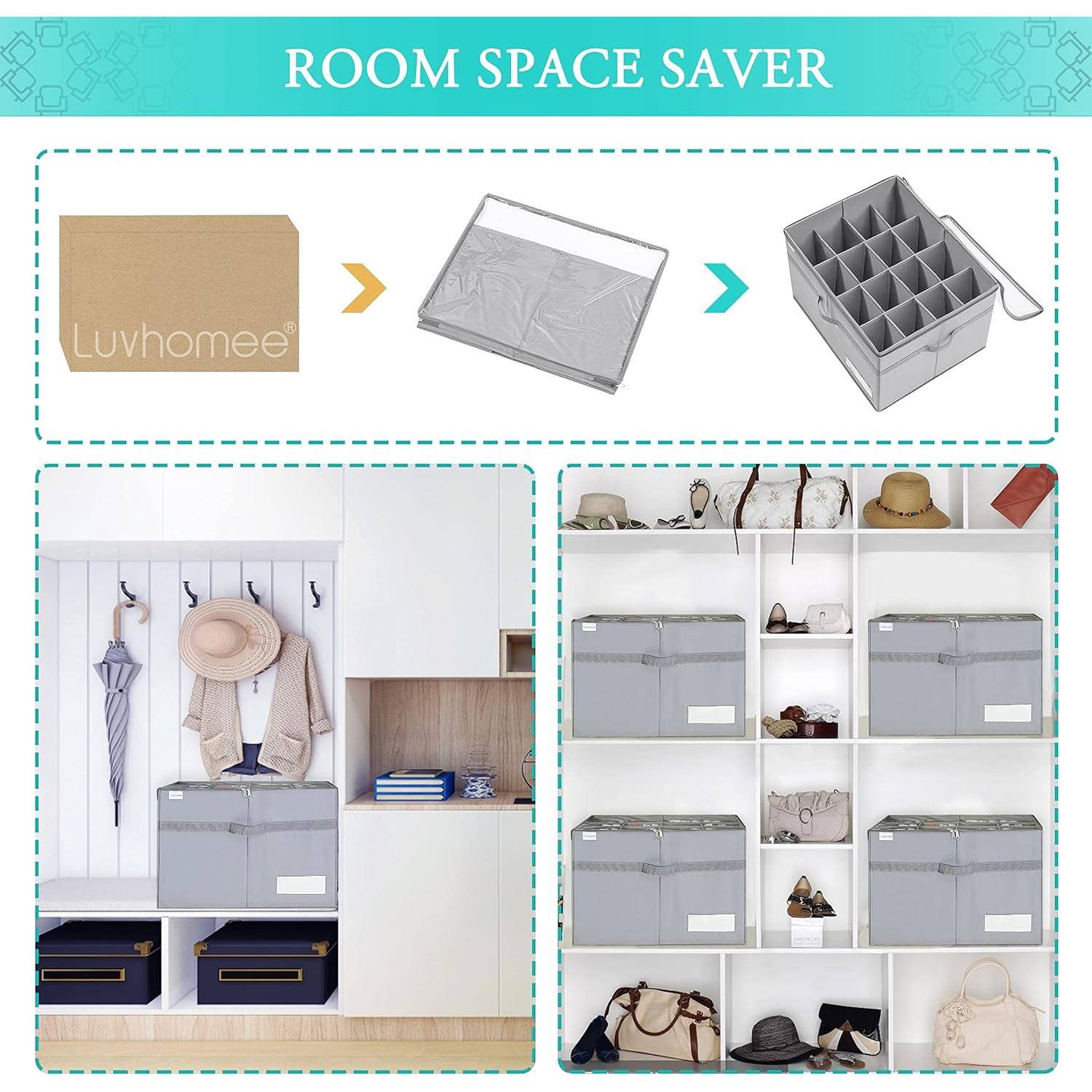 Organizador de Zapatos LUVHOMEE 16 Pares Plegable Gris