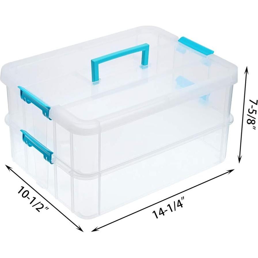 Caja de Almacenamiento Apilable JUXYES 2 Niveles Azul 2L