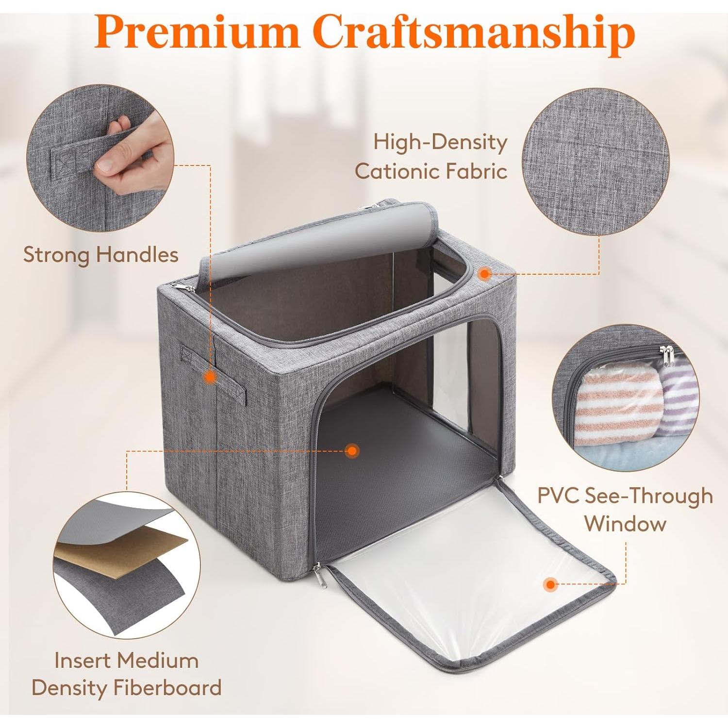 Cajas de Almacenamiento de Ropa Lifewit 40L 4 Piezas Plegables