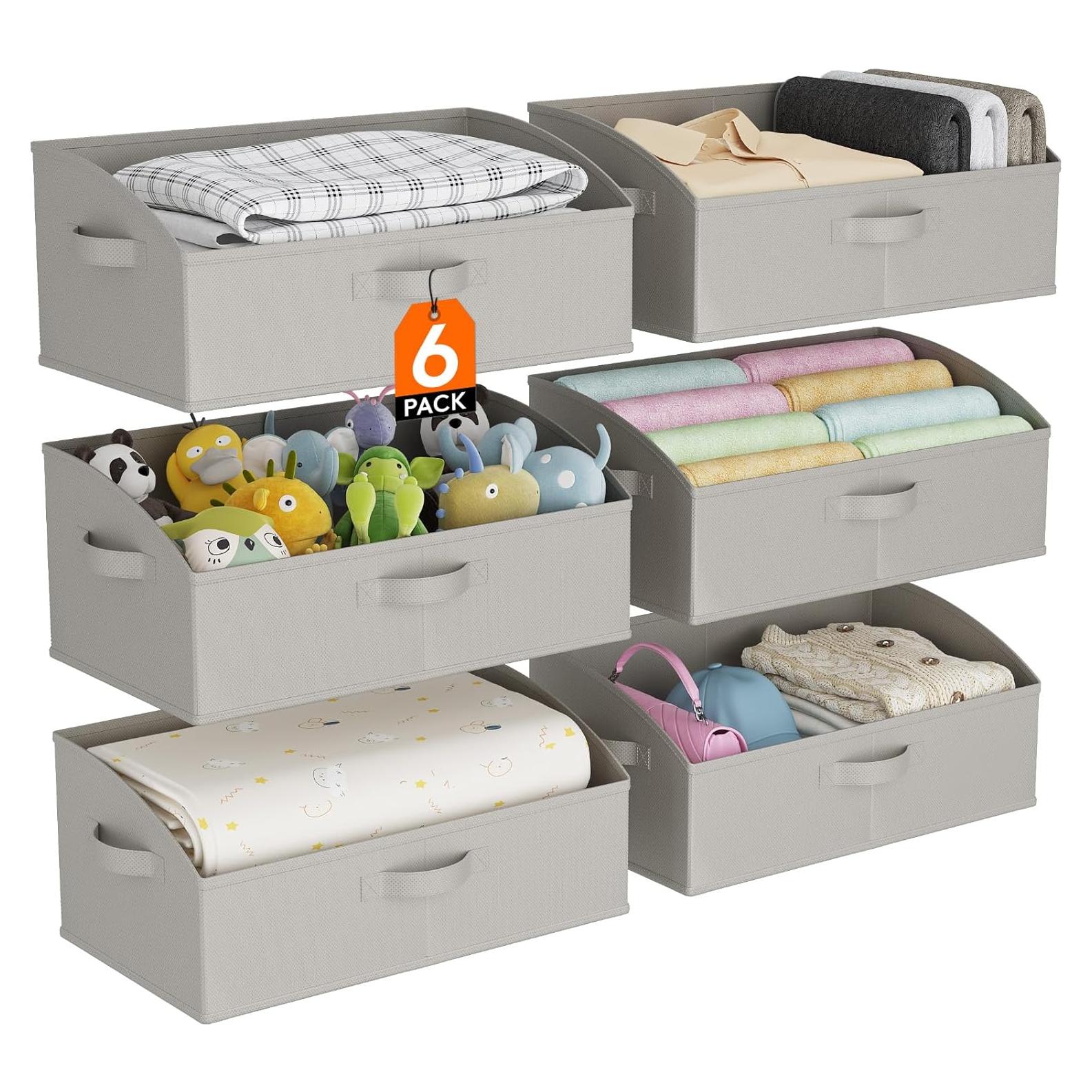 Cestas de Almacenamiento Lifewit 6 Piezas 50x28x20 cm Gris Claro