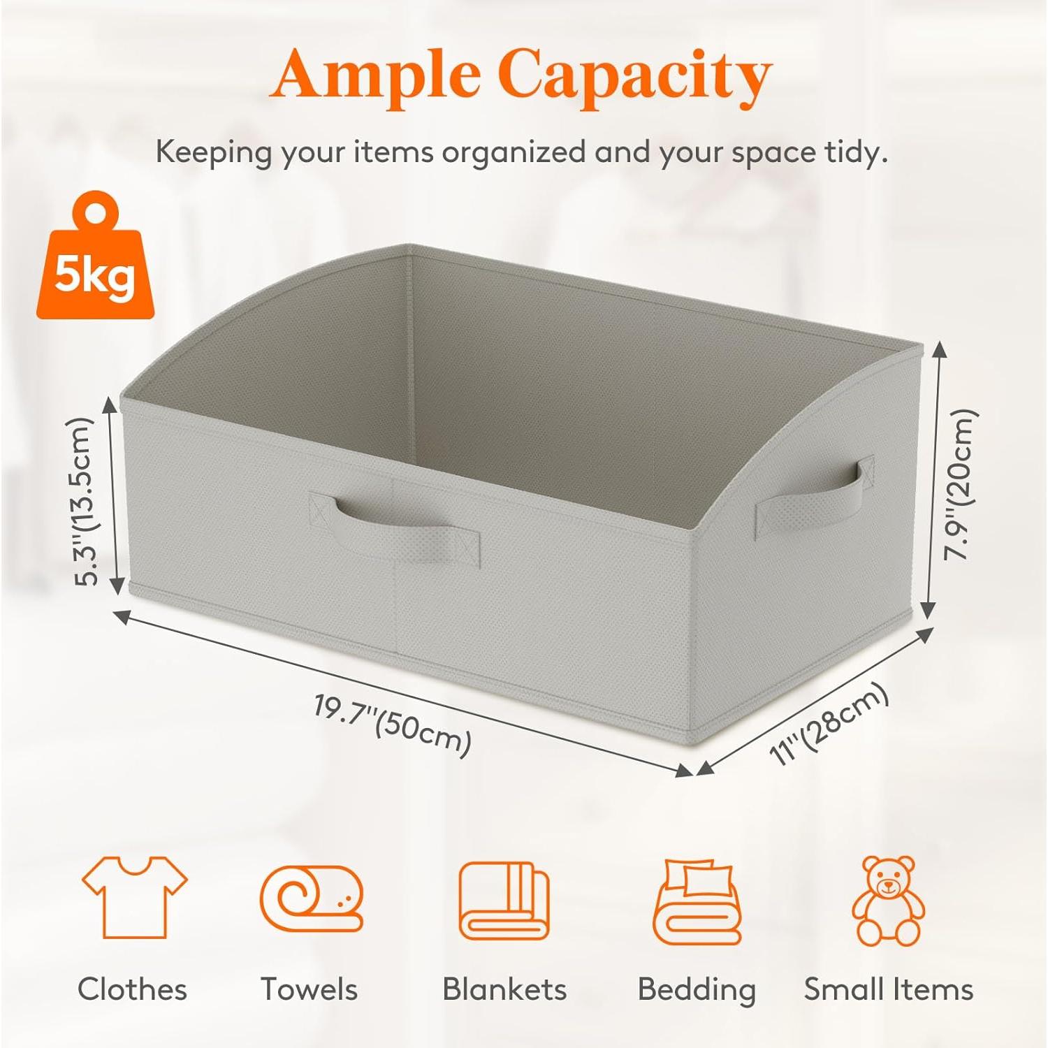 Cestas de Almacenamiento Lifewit 6 Piezas 50x28x20 cm Gris Claro