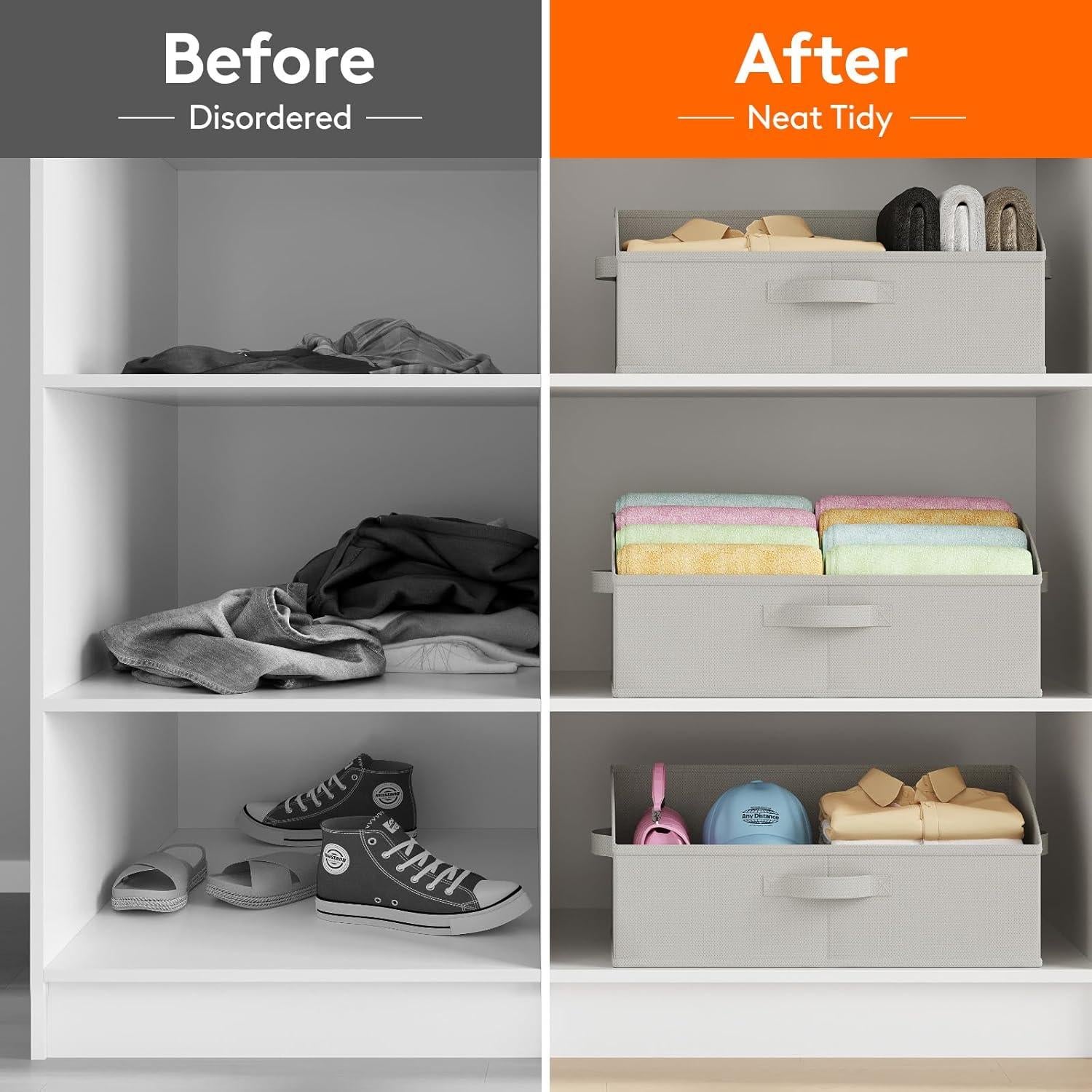 Cestas de Almacenamiento Lifewit 6 Piezas 50x28x20 cm Gris Claro