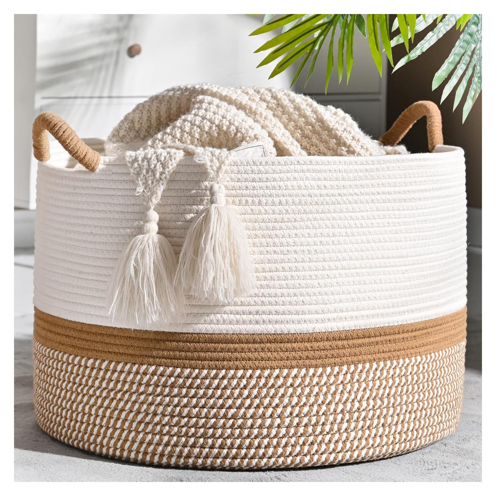 Cesta Grande KAKAMAY de Algodón 65L para Ropa y Juguetes