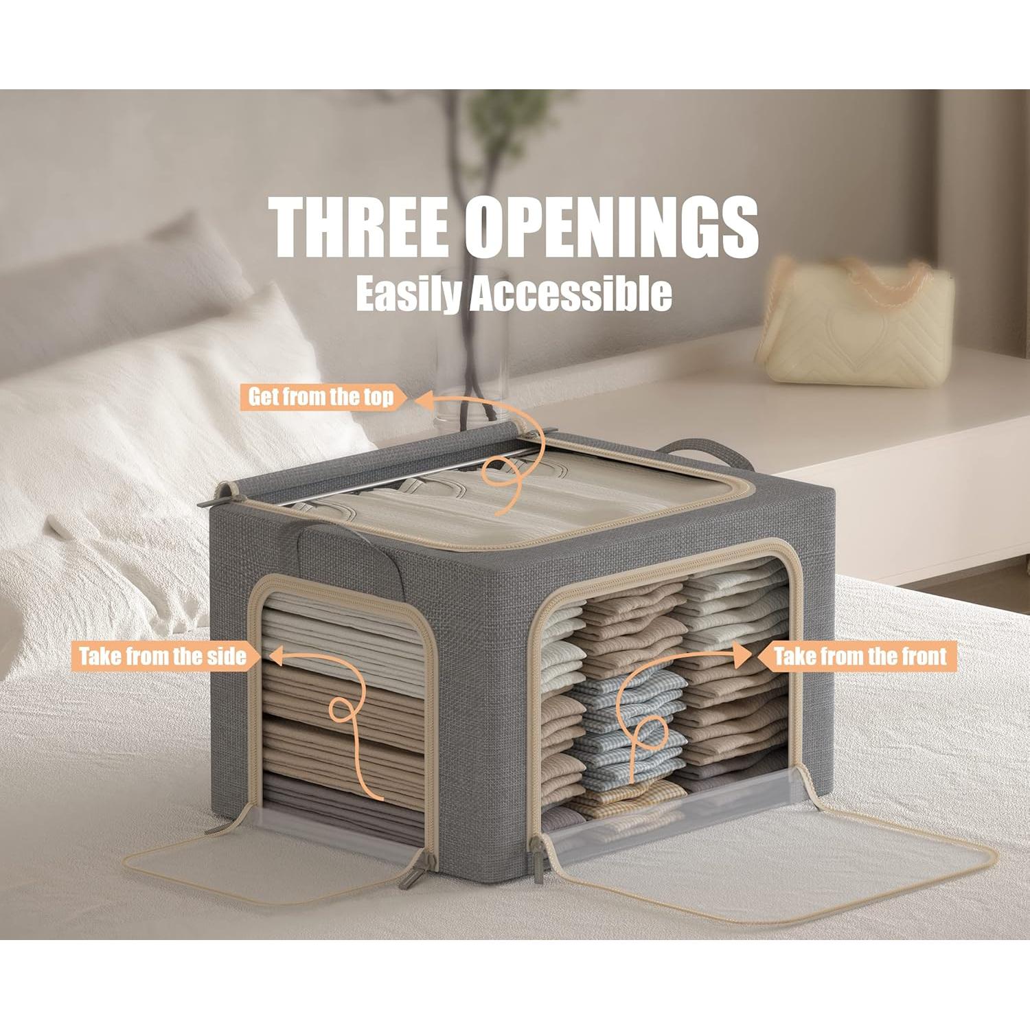 3 Cajas de Almacenamiento Plegables Furnhome 40L Gris Claro