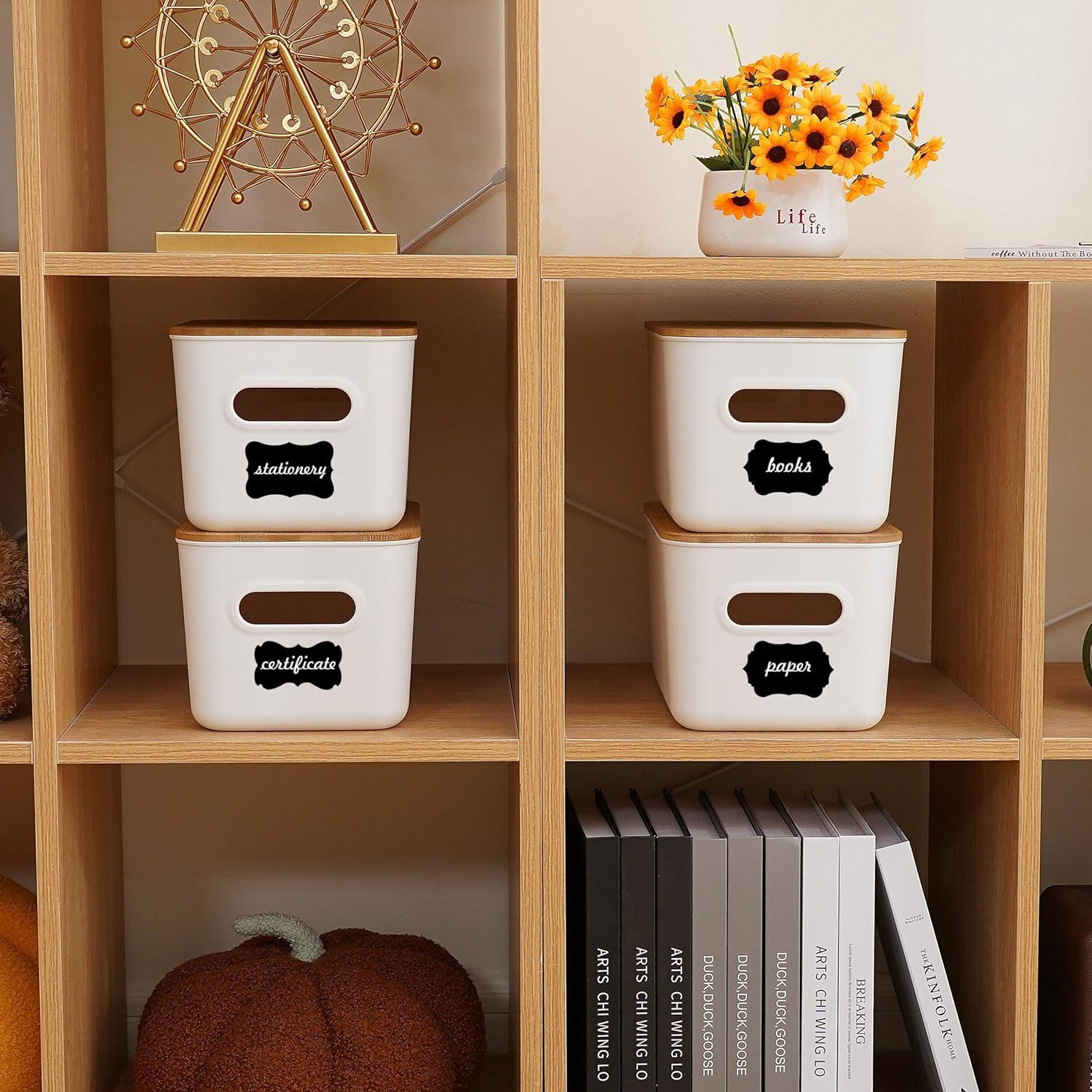 Citylife 4 Contenedores de Almacenamiento con Tapa de Bambú