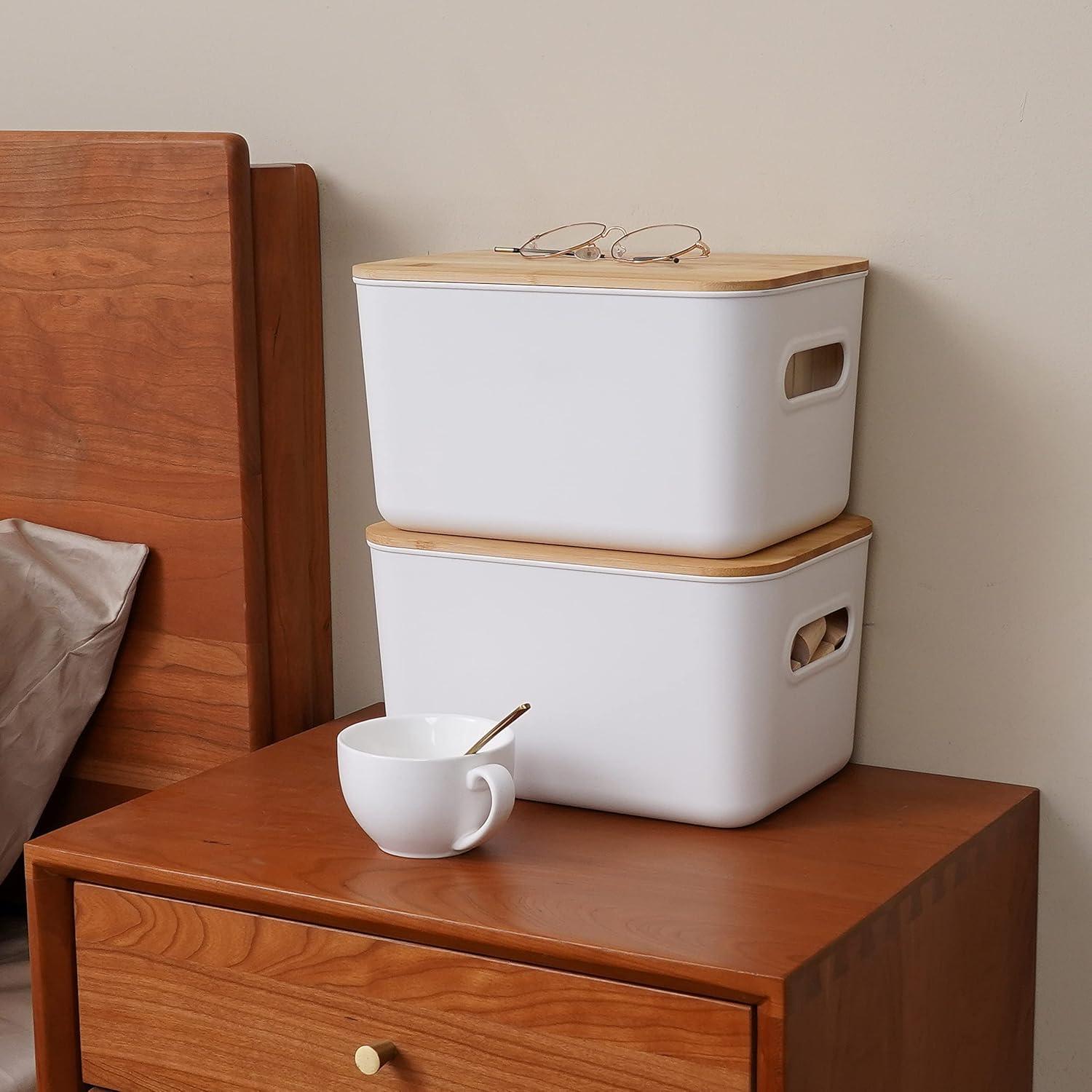 Citylife 4 Contenedores de Almacenamiento con Tapa de Bambú