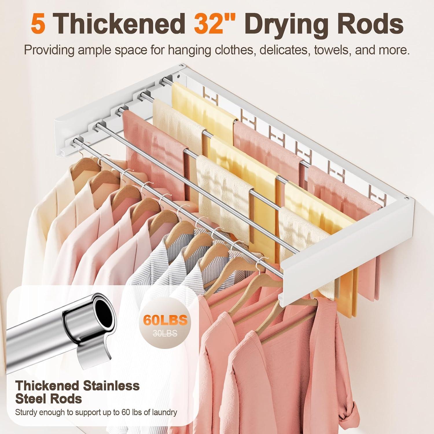 Estante de Secado Plegable Vasunray 80W Blanco 32 Pulgadas