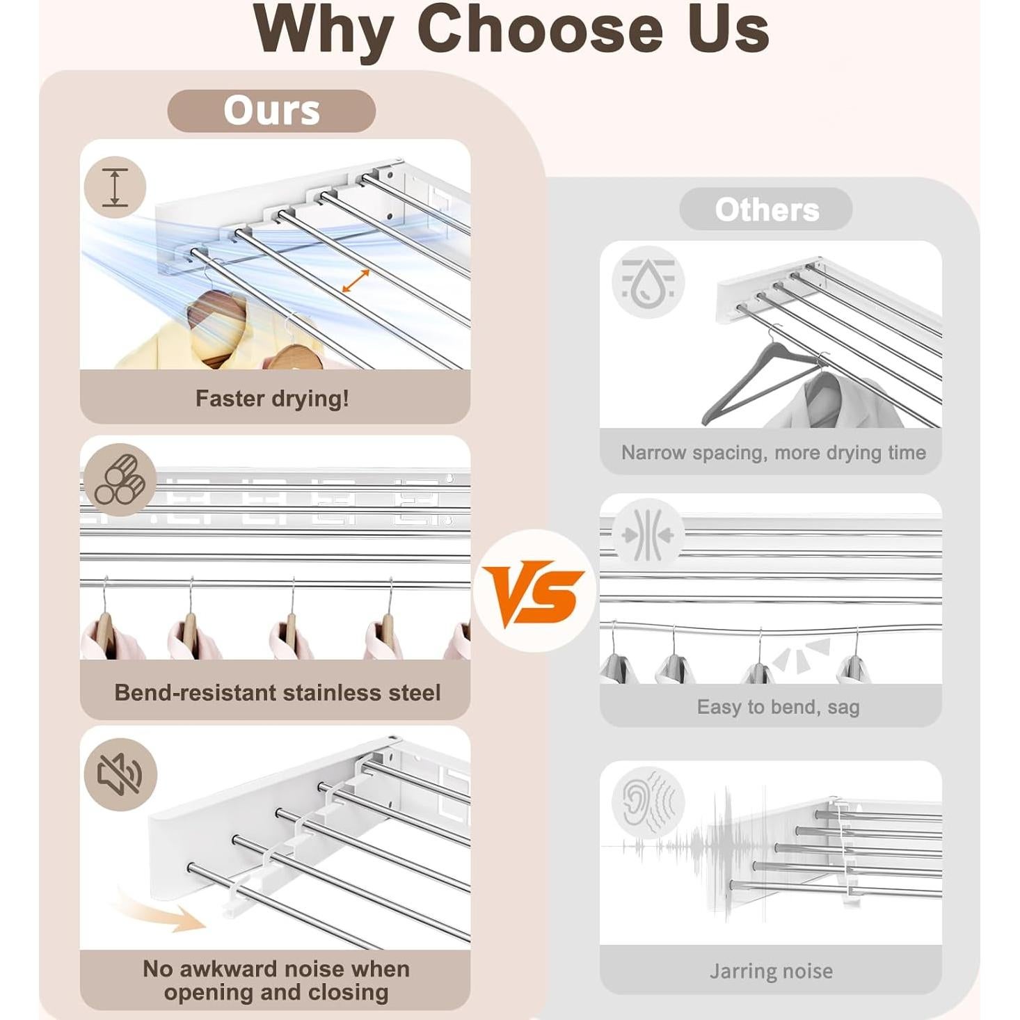 Estante de Secado Plegable Vasunray 80W Blanco 32 Pulgadas