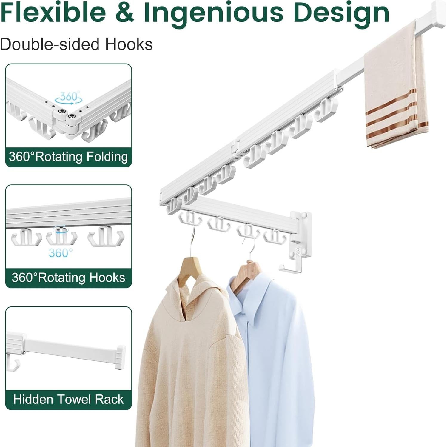 Estante de Secado de Ropa Plegable Kelisiting Blanco 3 Pliegues