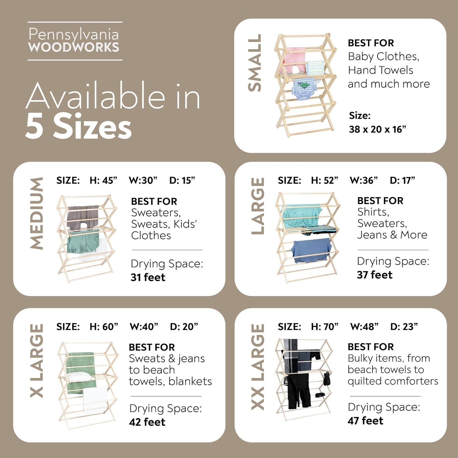 Estante Secar Ropa Plegable Pennsylvania Woodworks 132 cm