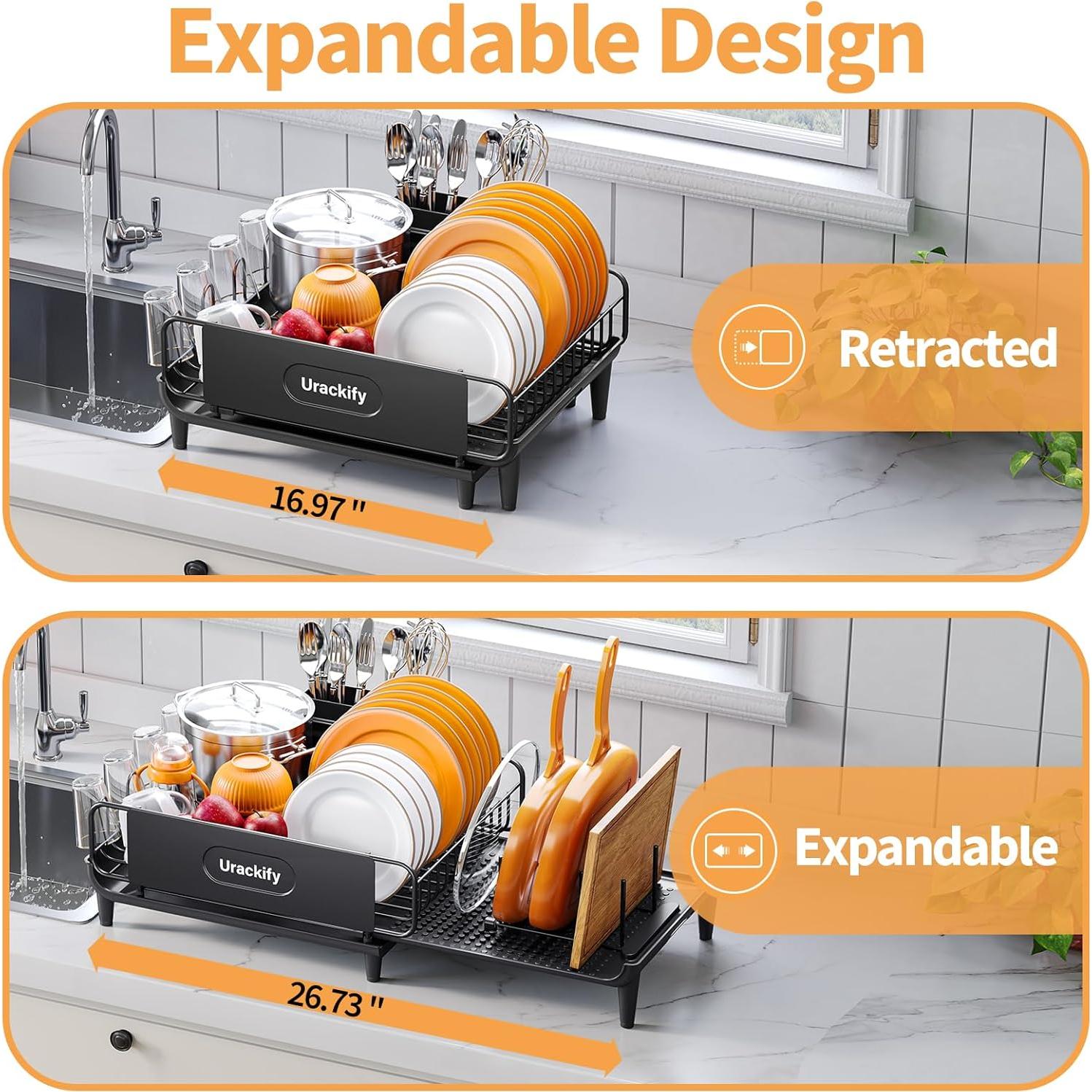 Escurridor de Platos Expandible Urackify con Bandeja Drenaje