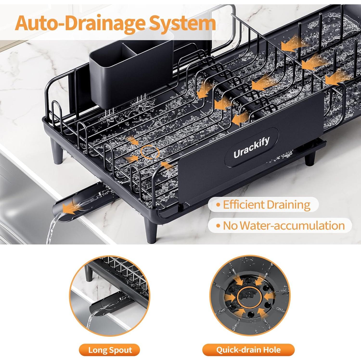 Escurridor de Platos Expandible Urackify con Bandeja Drenaje