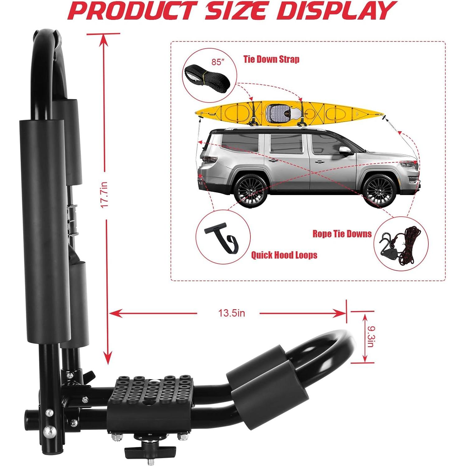 Soporte de Techo Ajustable FORWODE para 2 Kayaks 72,57 kg