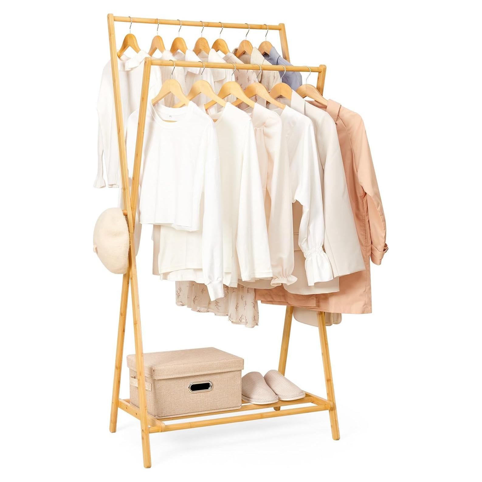 Perchero de Bambú Cozivolife con Estante Plegable 160 cm