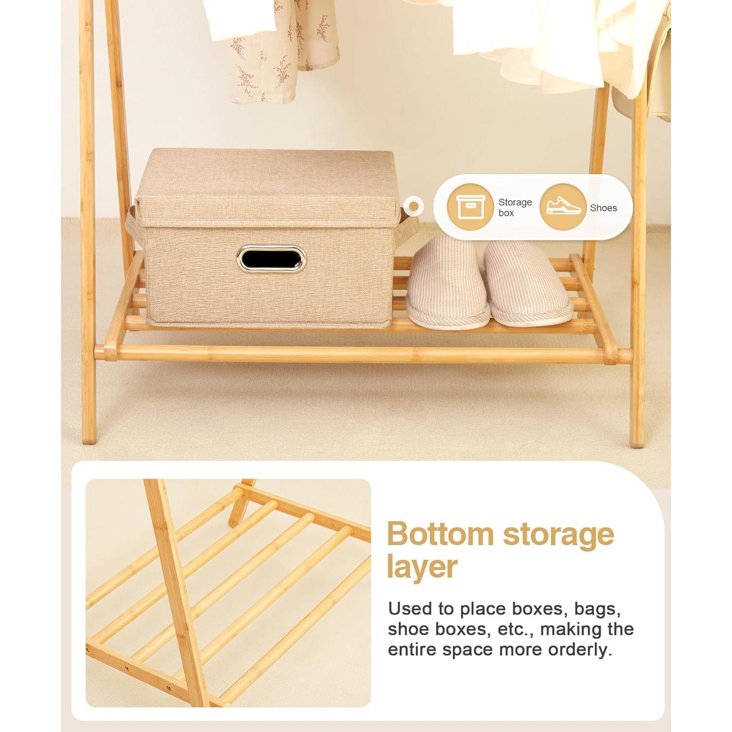 Perchero de Bambú Cozivolife con Estante Plegable 160 cm