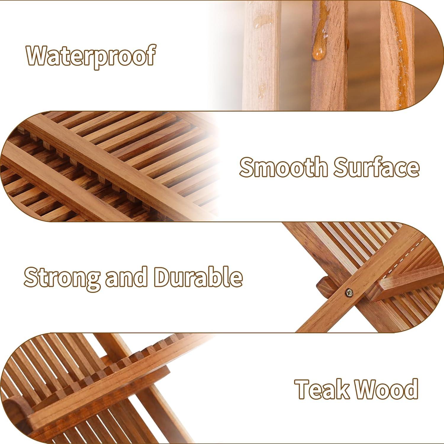 Estante Plegable para Secar Platos Utoplike de Teak 2 Niveles