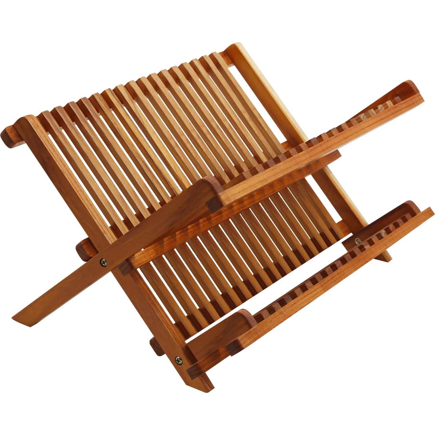 Estante Plegable para Secar Platos Utoplike de Teak 2 Niveles