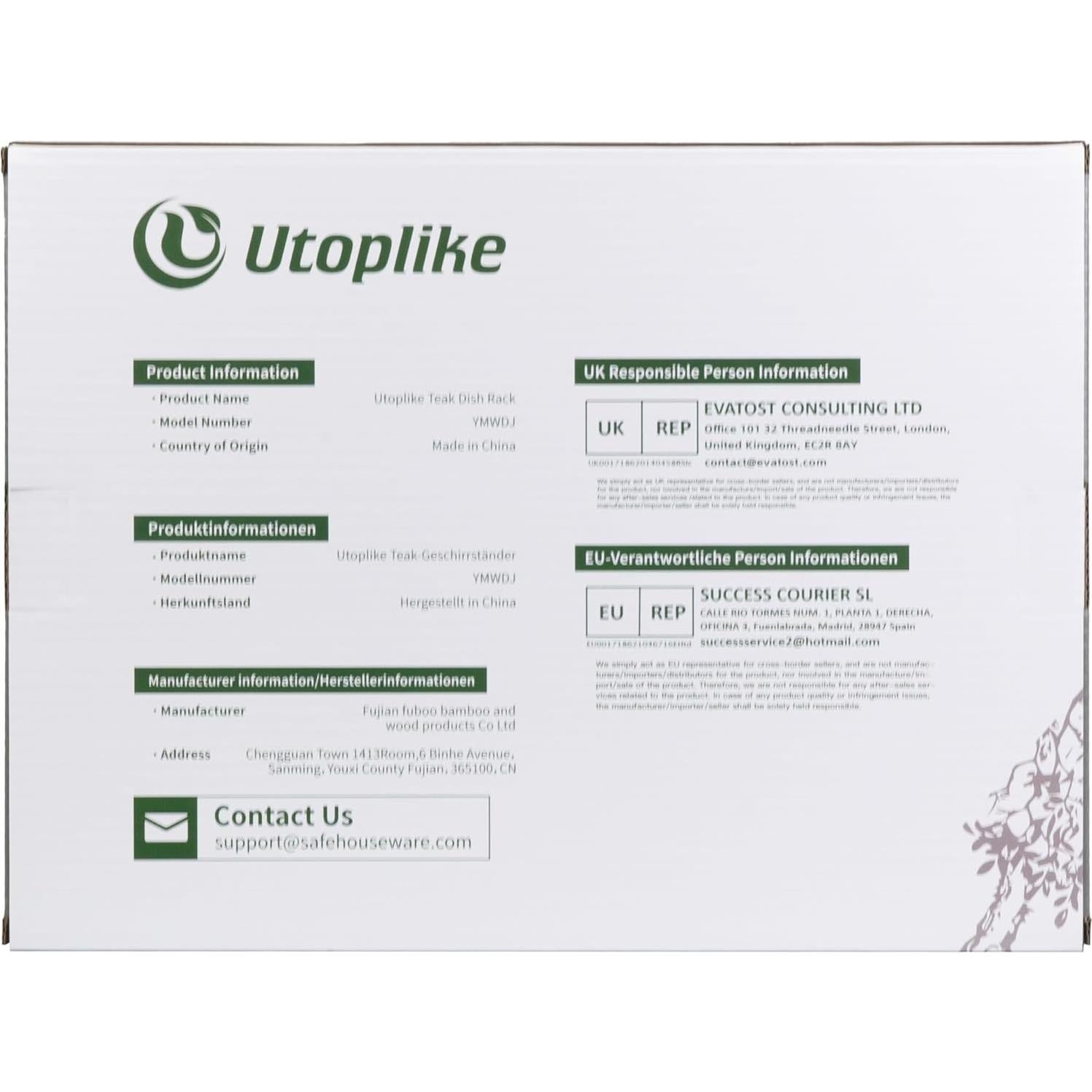 Estante Plegable para Secar Platos Utoplike de Teak 2 Niveles