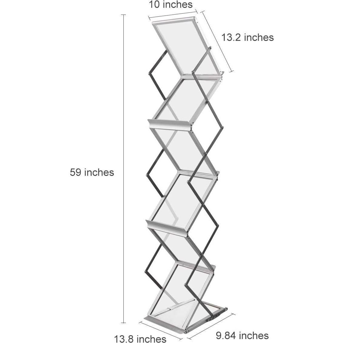 Soporte Plegable para Revistas HUAZI, 6 Bolsillos A4, Aluminio