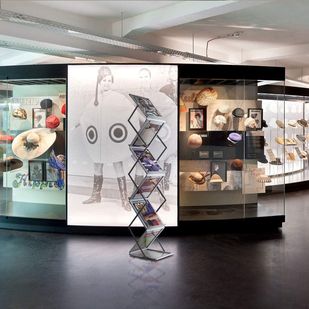 Soporte Plegable para Revistas HUAZI, 6 Bolsillos A4, Aluminio