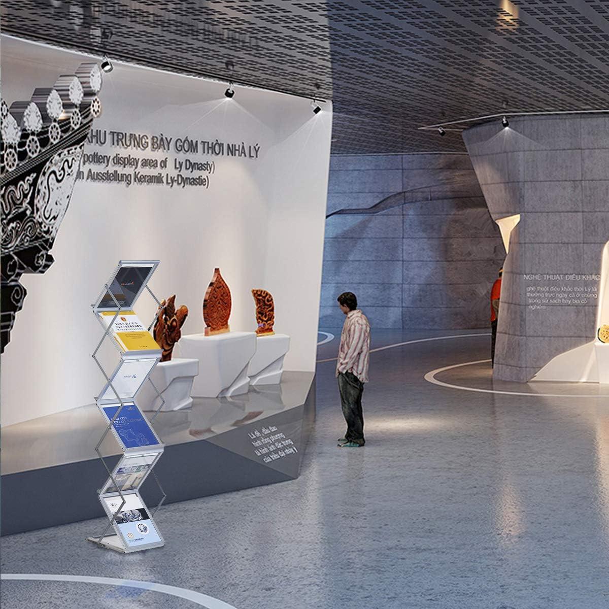 Soporte Plegable para Revistas HUAZI, 6 Bolsillos A4, Aluminio