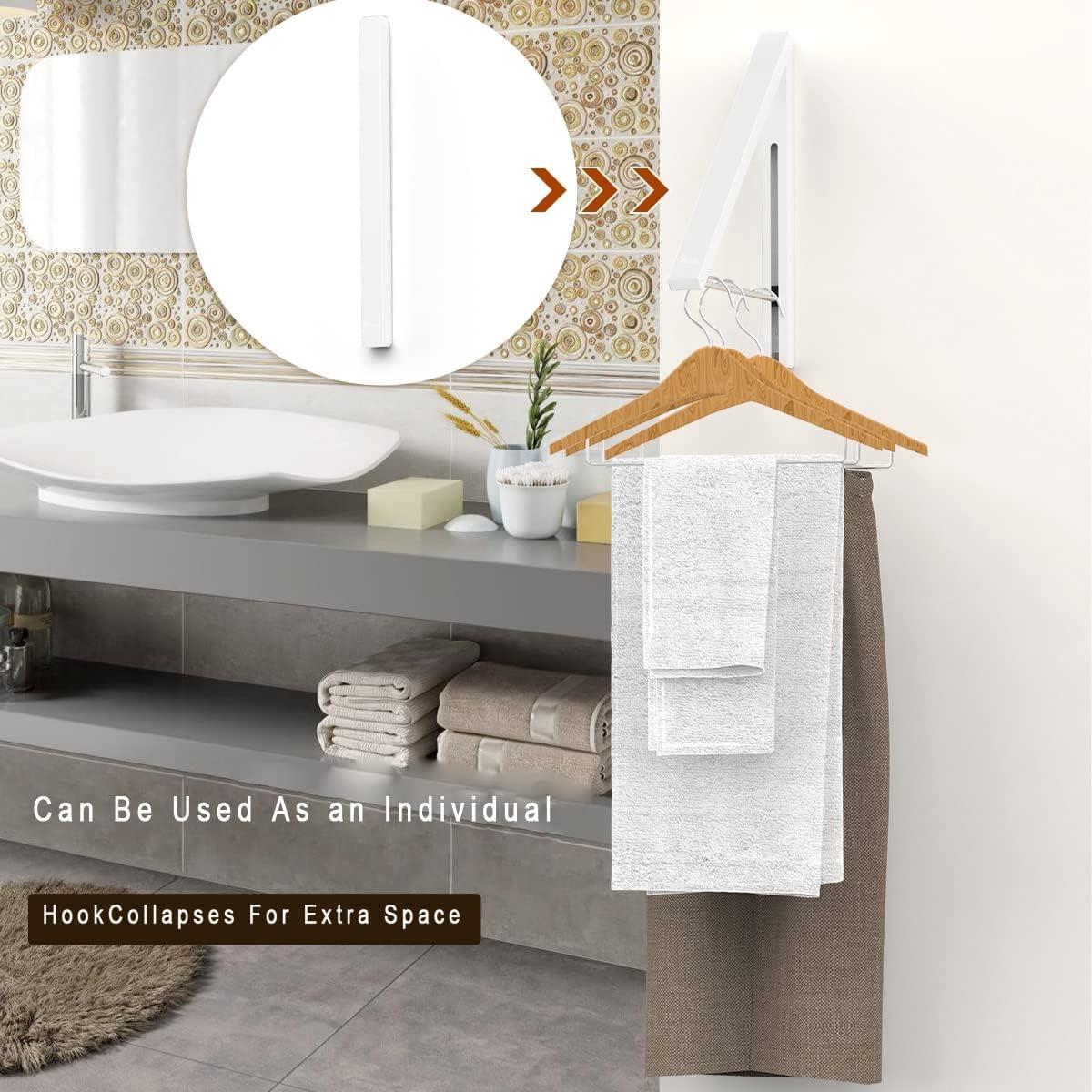 Perchero de Pared Plegable Anjuer Blanco Aluminio 60 lbs