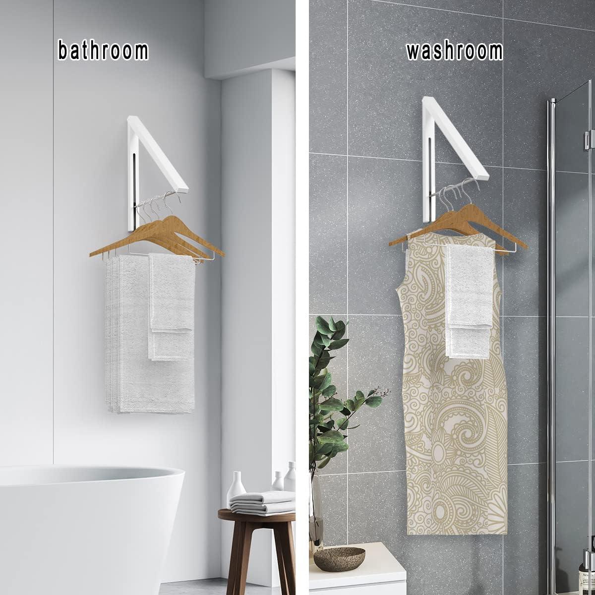 Perchero de Pared Plegable Anjuer Blanco Aluminio 60 lbs