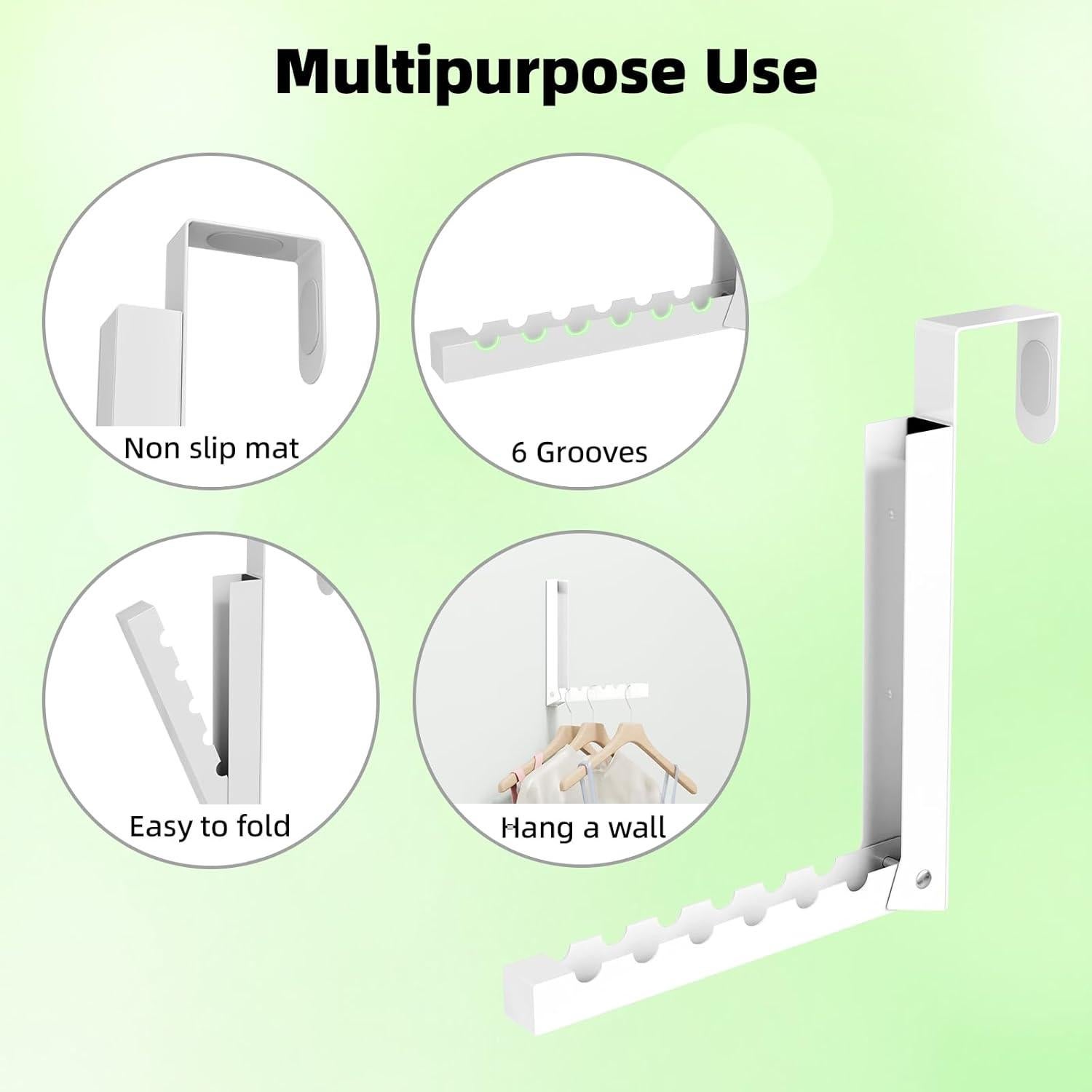 Perchero de Puerta Plegable BAKON Blanco - Paquete de 2