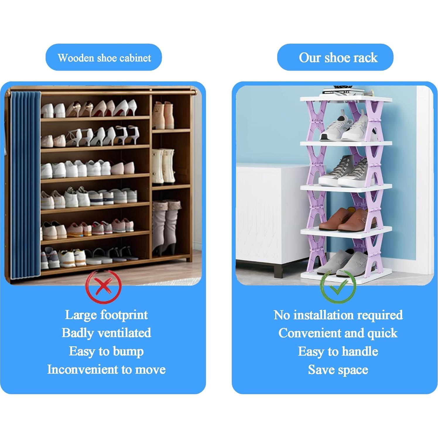 Estante para zapatos HUYFGDYSA 6 niveles colapsable gris