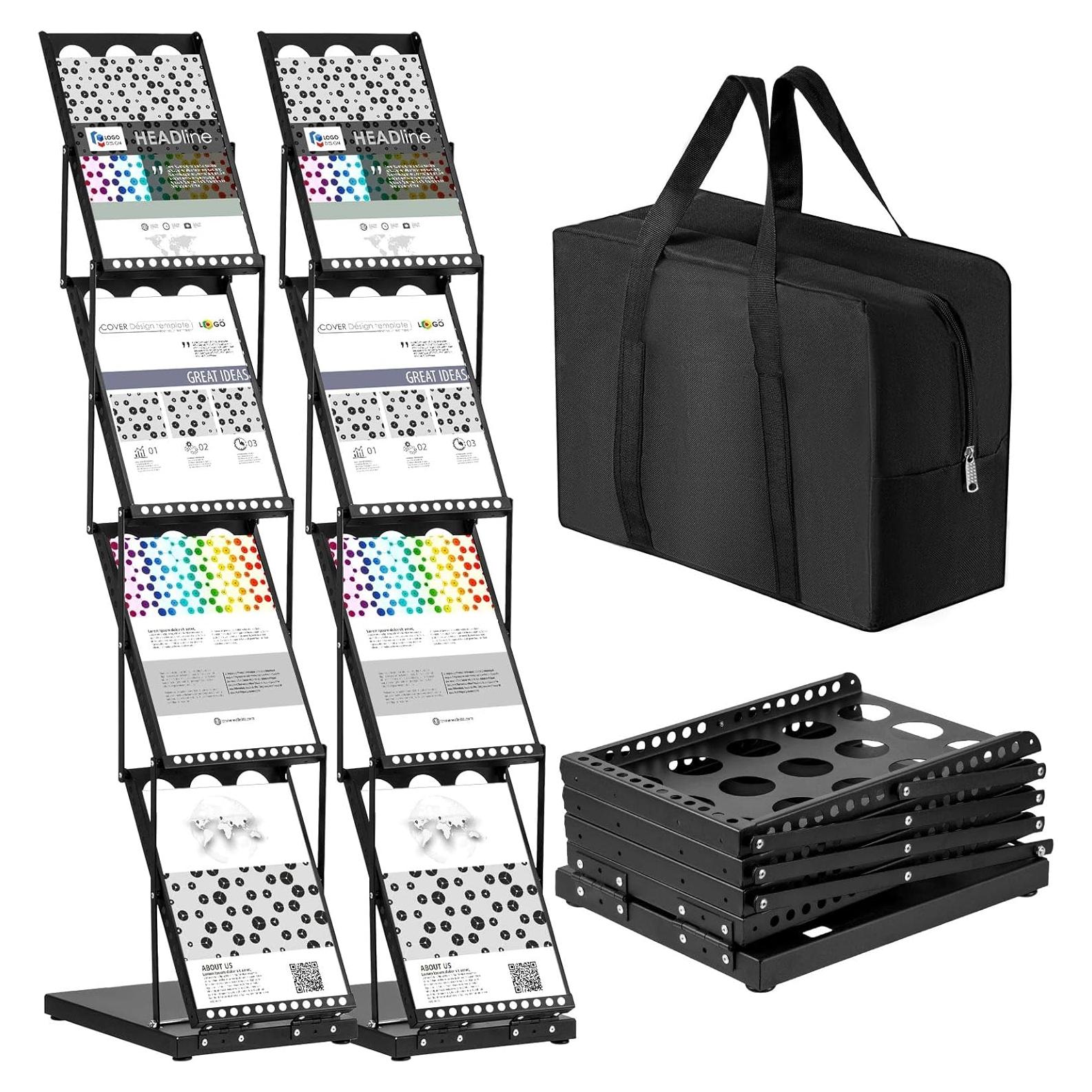 Soporte de Literatura Plegable Tatuo 4 Bolsillos Negro