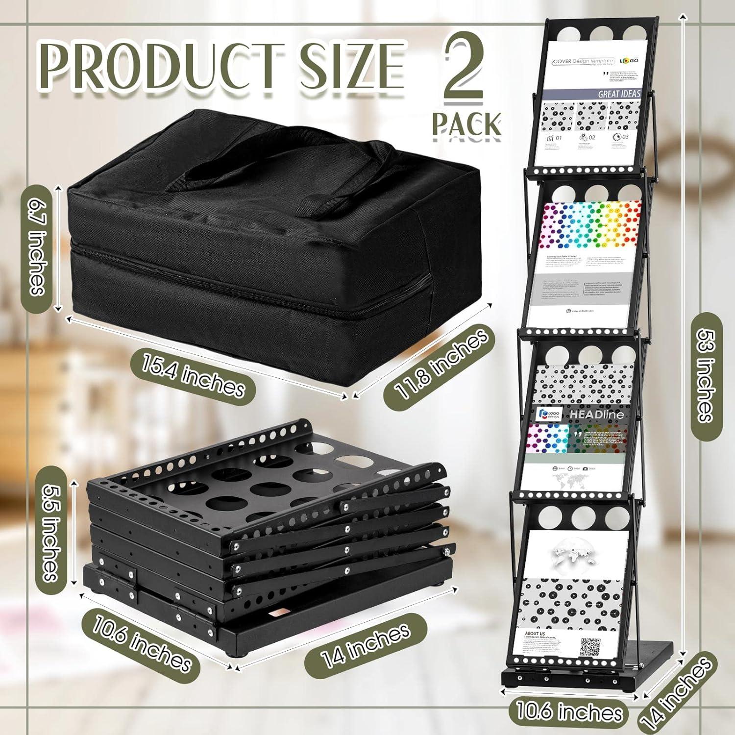 Soporte de Literatura Plegable Tatuo 4 Bolsillos Negro