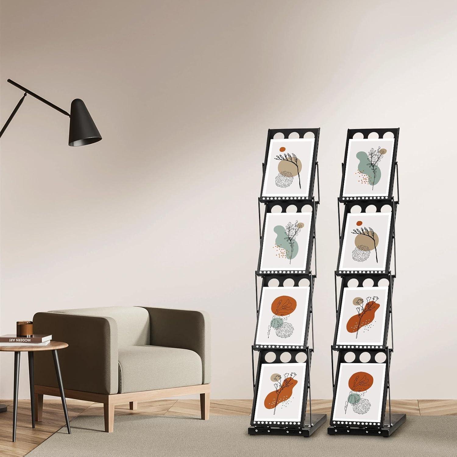 Soporte de Literatura Plegable Tatuo 4 Bolsillos Negro