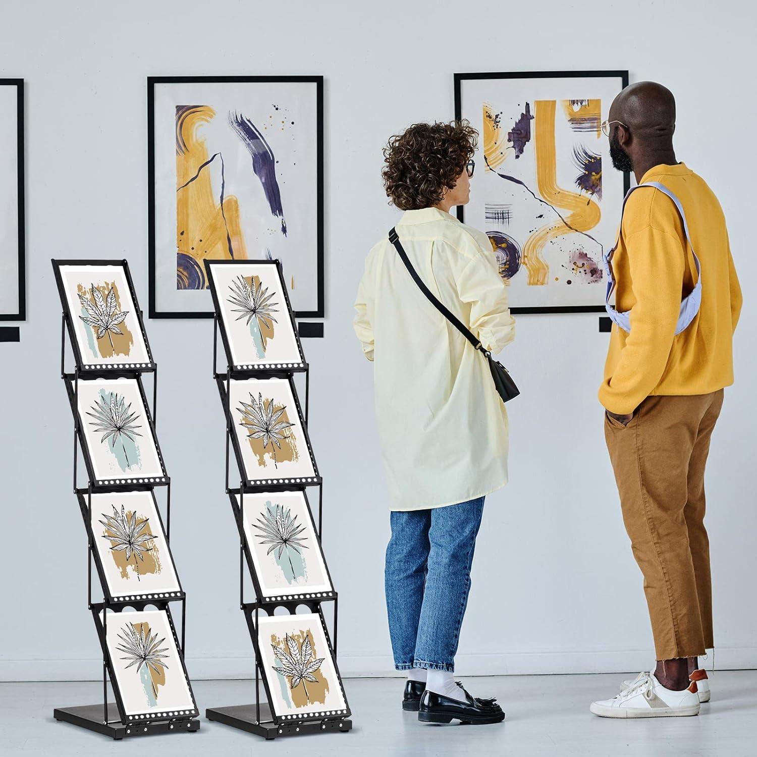 Soporte de Literatura Plegable Tatuo 4 Bolsillos Negro