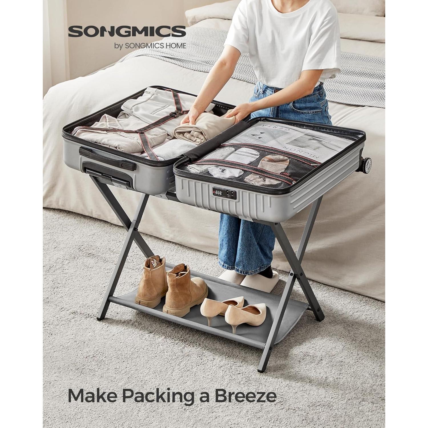 Soportes para Equipaje SONGMICS, Juego de 2, Plegables, Gris Pizarra