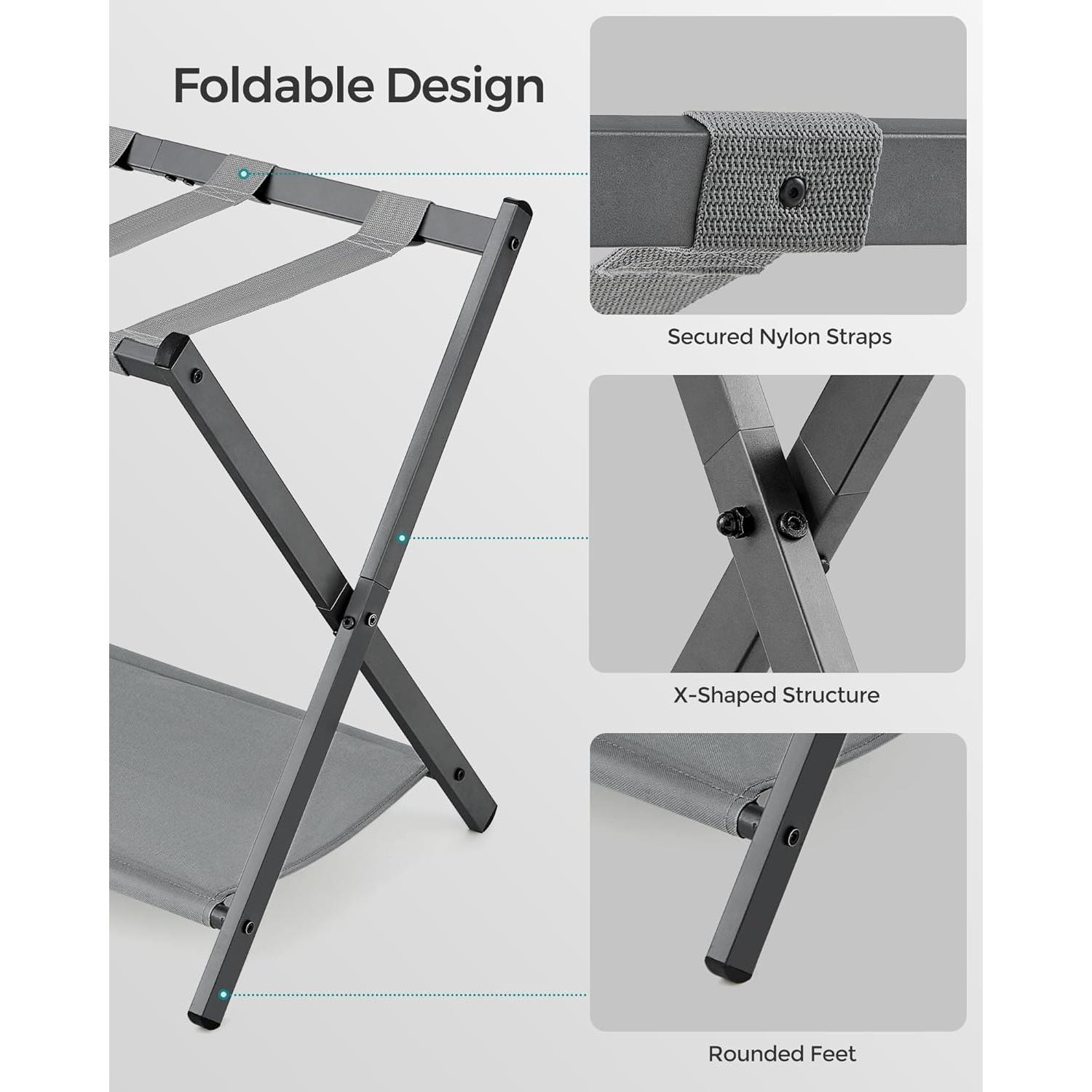 Soportes para Equipaje SONGMICS, Juego de 2, Plegables, Gris Pizarra