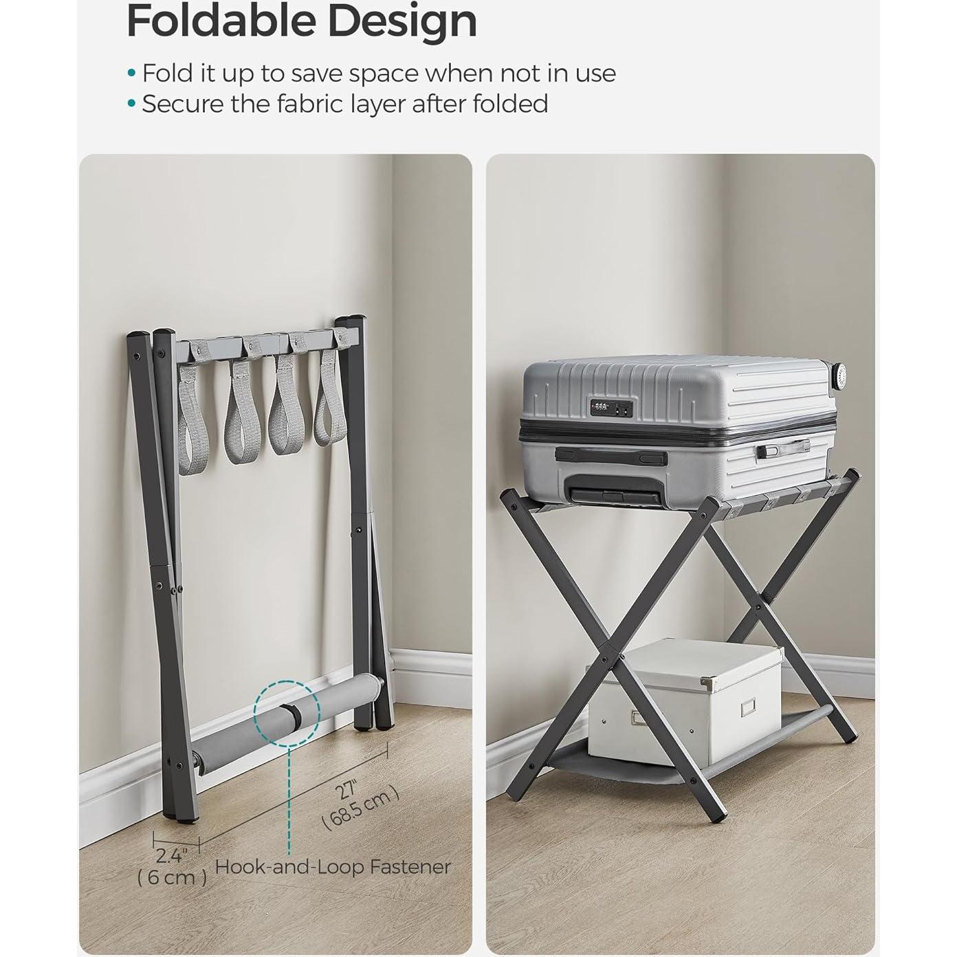 Soportes para Equipaje SONGMICS, Juego de 2, Plegables, Gris Pizarra