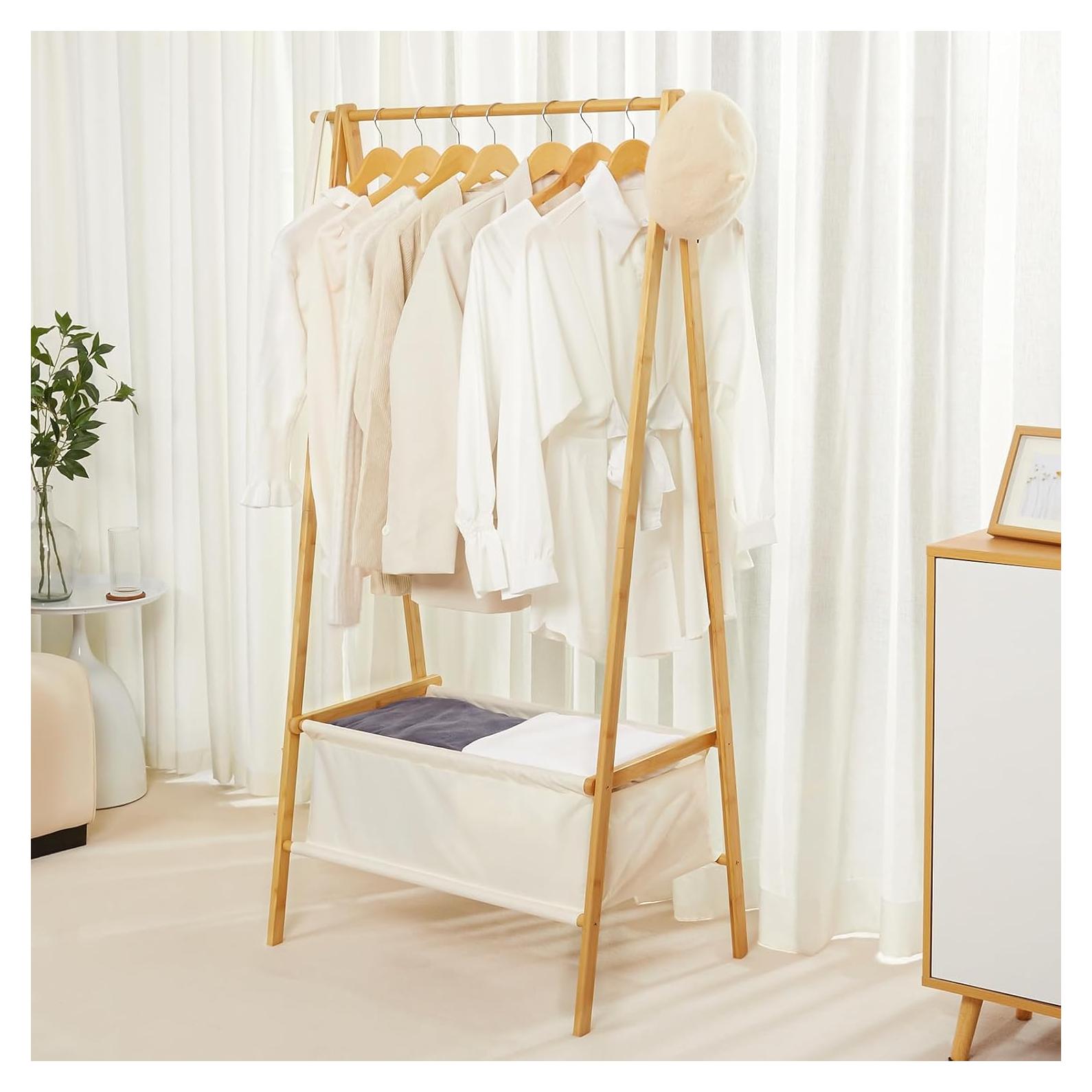 Perchero de Bambú Cozivolife Plegable con Almacenamiento