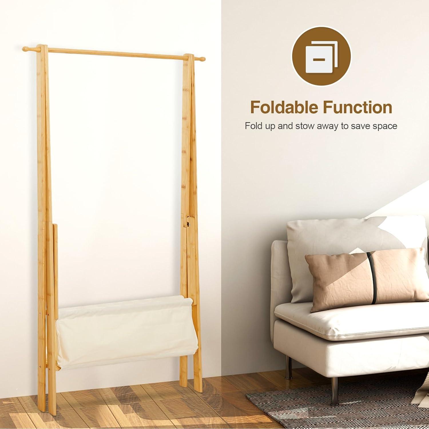 Perchero de Bambú Cozivolife Plegable con Almacenamiento