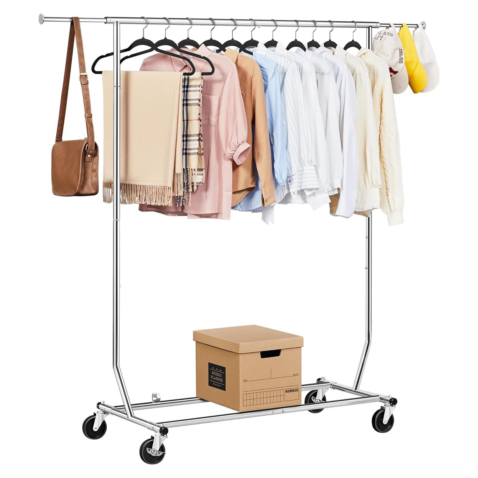 Perchero Rodante Yaheetech Ajustable Cromado 200 kg